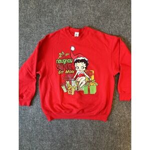 Y2K Betty Boop Vintage Size XL Red Crewneck Sweatshirt Christmas Naughty Girls
